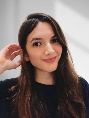 portrait of a woman holding hair